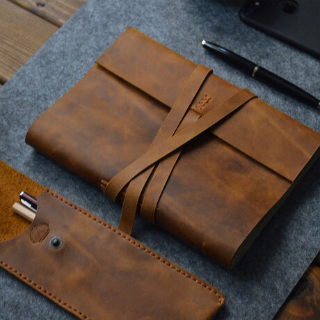 Genuine Leather Notebook // Camel