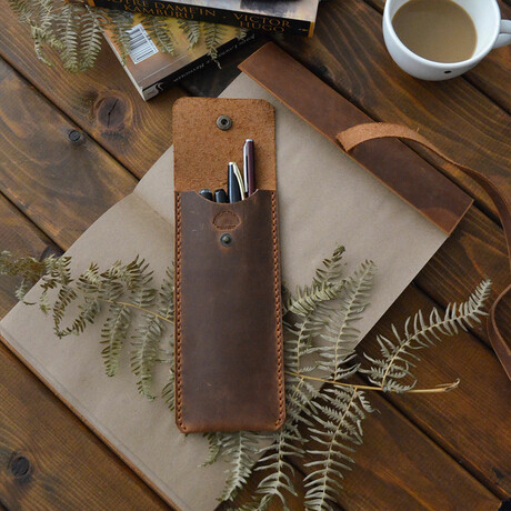 Genuine Leather Pencil Case // Cinnamon