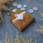 Letter Design Genuine Leather Cardholder // Camel