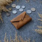 Letter Design Genuine Leather Cardholder // Camel