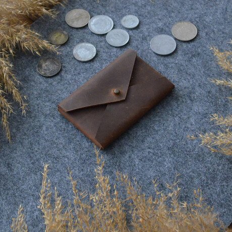 Letter Design Genuine Leather Cardholder // Cinnamon