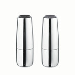 SALPI Salt & Pepper Mills // Polished Stainless Sharkskin & Magnet