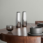 SALPI Salt & Pepper Mills // Polished Stainless Sharkskin & Magnet