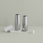 SALPI Salt & Pepper Mills // Polished Stainless Sharkskin & Magnet