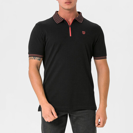 Herman Zip-Up Polo Shirt // Black (S)