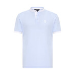 Ebenezer Contrast Stripe Mock Neck Shirt // Baby Blue (S)