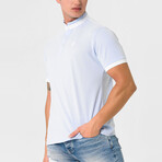 Ebenezer Contrast Stripe Mock Neck Shirt // Baby Blue (S)