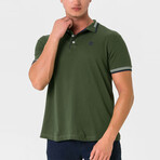 Antoninus Contrast Trim Polo Shirt // Dark Green (S)
