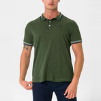 Antoninus Contrast Trim Polo Shirt // Dark Green (S)