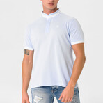 Ebenezer Contrast Stripe Mock Neck Shirt // Baby Blue (S)