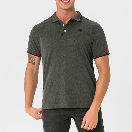 Antoninus Contrast Trim Polo Shirt // Anthracite Melange (S)