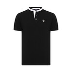 Ebenezer Contrast Stripe Mock Neck Shirt // Black (S)