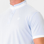 Ebenezer Contrast Stripe Mock Neck Shirt // Baby Blue (S)