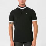 Ebenezer Contrast Stripe Mock Neck Shirt // Black (S)