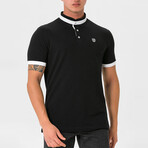 Ebenezer Contrast Stripe Mock Neck Shirt // Black (S)