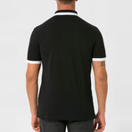 Ebenezer Contrast Stripe Mock Neck Shirt // Black (S)
