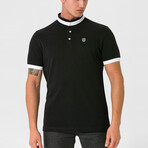 Ebenezer Contrast Stripe Mock Neck Shirt // Black (S)