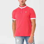 Ebenezer Contrast Stripe Mock Neck Shirt // Pink (S)