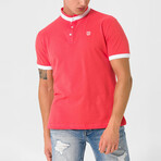 Ebenezer Contrast Stripe Mock Neck Shirt // Pink (S)