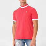 Ebenezer Contrast Stripe Mock Neck Shirt // Pink (S)