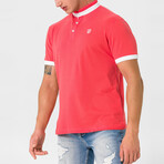 Ebenezer Contrast Stripe Mock Neck Shirt // Pink (S)