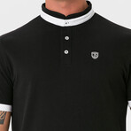 Ebenezer Contrast Stripe Mock Neck Shirt // Black (S)