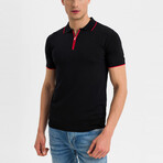 Stellan Contrast Trim Zip-Up Polo Shirt // Black (3XL)