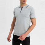 Stellan Contrast Trim Zip-Up Polo Shirt // Grey (3XL)