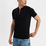 Stellan Contrast Trim Zip-Up Polo Shirt // Black (3XL)