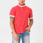 Ebenezer Contrast Stripe Mock Neck Shirt // Pink (S)