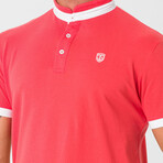 Ebenezer Contrast Stripe Mock Neck Shirt // Pink (S)