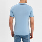 Stellan Contrast Trim Zip-Up Polo Shirt // Light Blue (3XL)