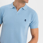 Aitor Knit Polo Shirt // Light Blue (S)