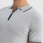 Stellan Contrast Trim Zip-Up Polo Shirt // Grey (3XL)