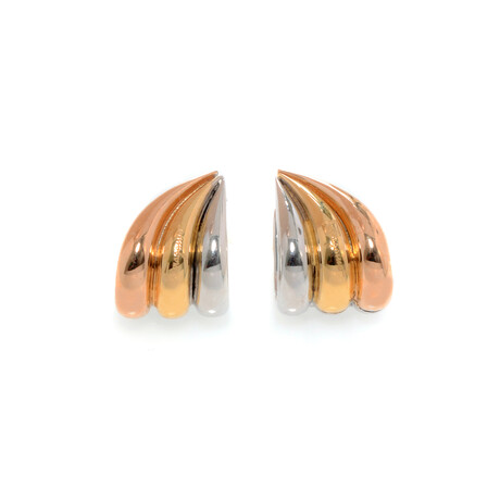 Women's Wedge Sterling Silver and Gold Plated Huggie Earrings // Store Display