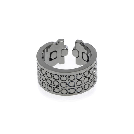 Unisex Gancini Rhodium Silver Band Ring // Ring Size: 6.5 // Store Display