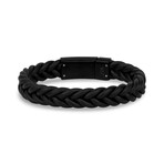 Flat Braided Leather Bracelet // 12mm // Black (7.5")