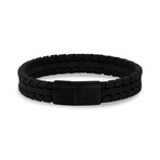 Tire Track Leather Bracelet // 12mm // Black (7.5")