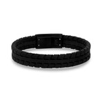 Tire Track Leather Bracelet // 12mm // Black (7.5")