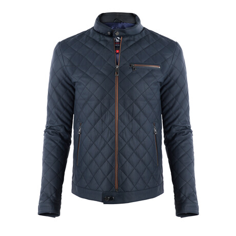 London Leather Jacket // Dark Blue + Whisky (XS)