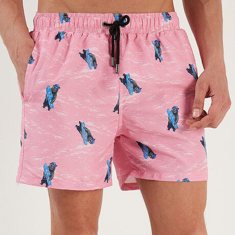 Surf Board Swim Shorts // Pink (S)