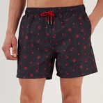 Striped Anchor Swim Shorts // Navy (S)