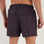 Striped Anchor Swim Shorts // Navy (S)