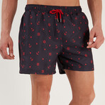 Striped Anchor Swim Shorts // Navy (S)