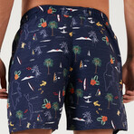 Patterned Sea Swim Shorts // Navy (S)
