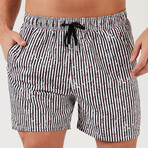 Striped Swim Shorts // Black + White (S)