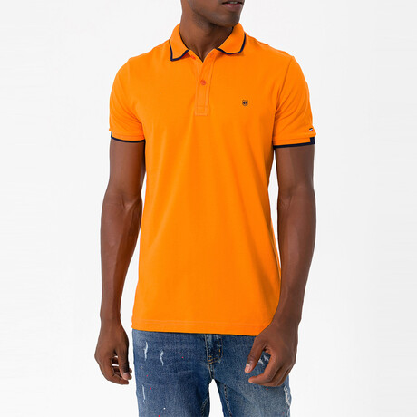 Marcelo Short Sleeve Polo Shirt // Orange + Navy (S)