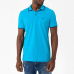 Marcelo Short Sleeve Polo Shirt // Turquoise + Navy (S)