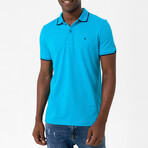 Marcelo Short Sleeve Polo Shirt // Turquoise + Navy (S)