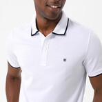 Marcelo Short Sleeve Polo Shirt // White + Navy (S)